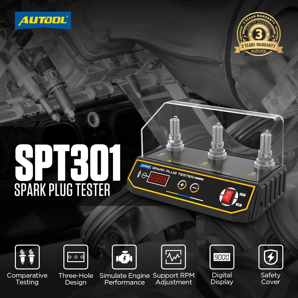 Spark Plug Tester Three Hole Diagnostic Tool 12V Gasoline Car Ignition Analyzer - Image 3