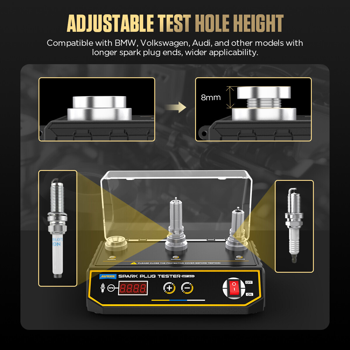 Spark Plug Tester Three Hole Diagnostic Tool 12V Gasoline Car Ignition Analyzer - Image 4