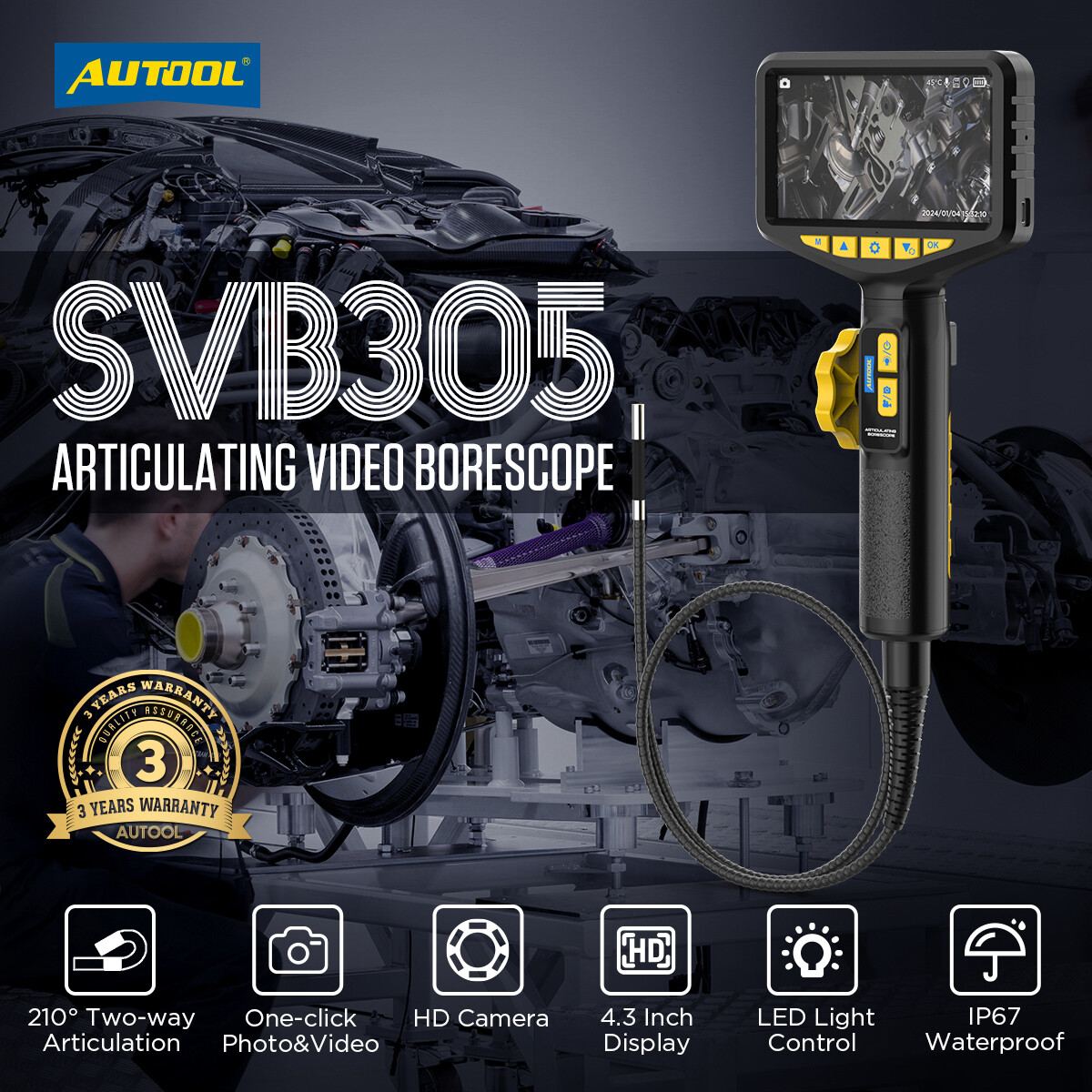 Automotive Inspection Camera 5.5mm Borescope Articulating Endoscope 210° - Image 3