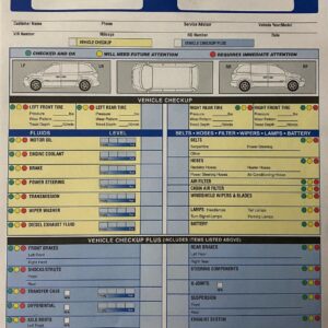 Vehicle Check-Up Automotive Inspection Form For Repair Shops #7290 •Qty 250 (W2)