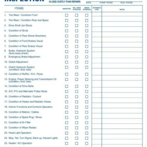 1000 - 27 Point Automotive Service Inspection Forms / 2 Part Carbonless TMG024