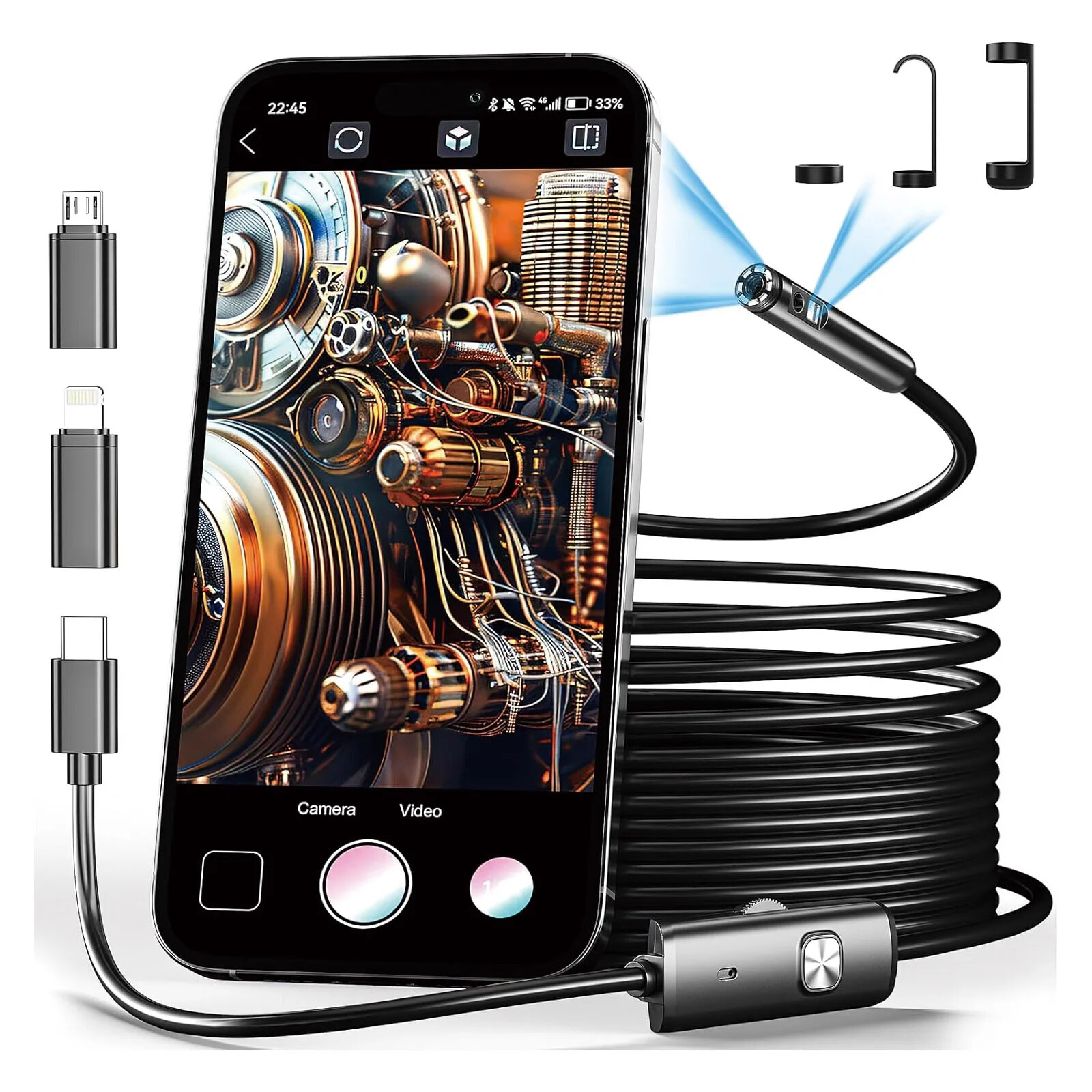 Endoscope Automotive Boroscope Inspection Device Camera For Apple iphoneIOS - Image 5