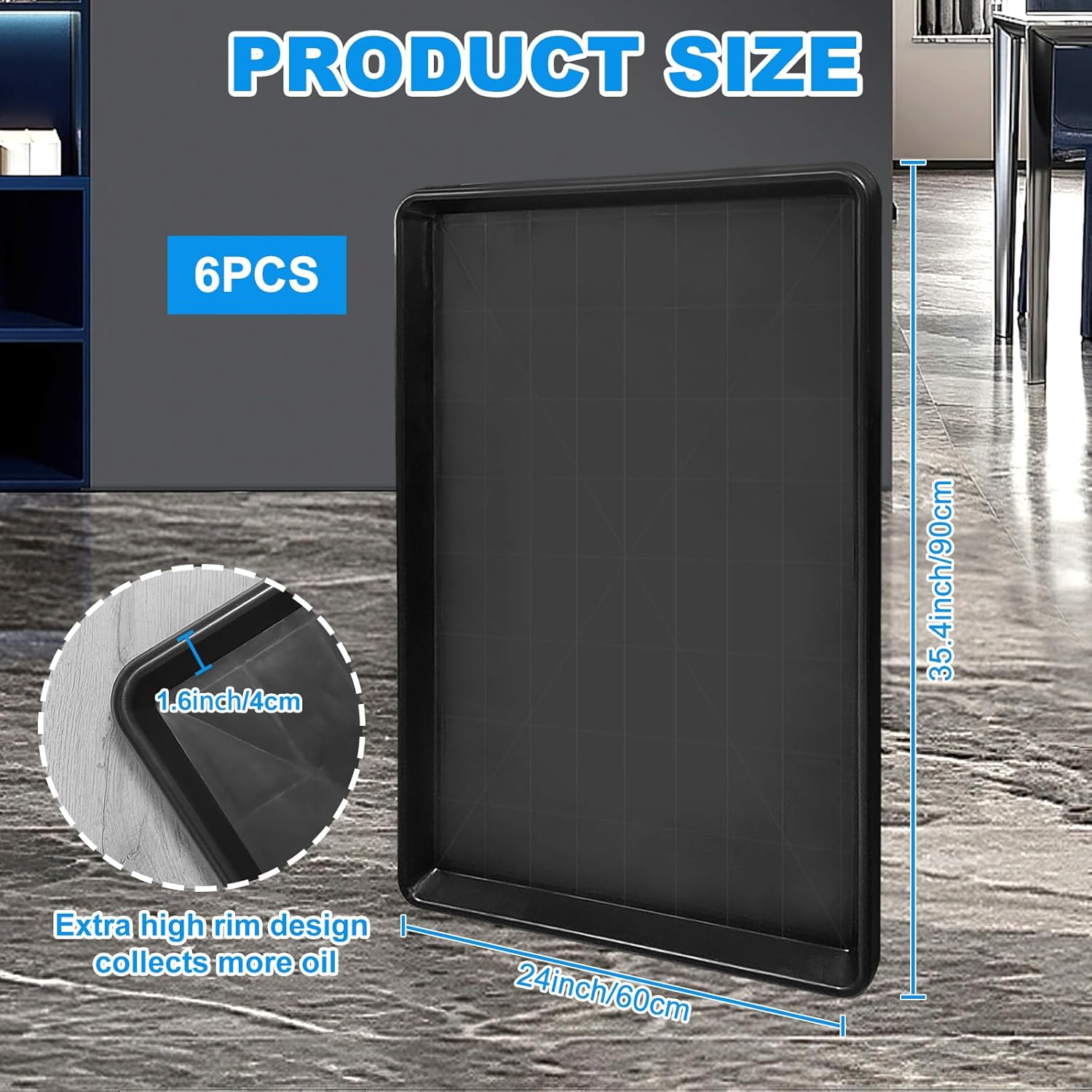 6Pcs Extra Large Auto Oil Drip Pan- 35.4 X 24 X1.6 Inches Oil Drip Tray for unde - Image 2