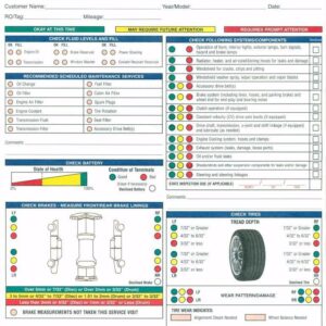 250 Multi-Point Automotive Generic Inspection Form #7291 / 8.5"x11.75" / 2 Part