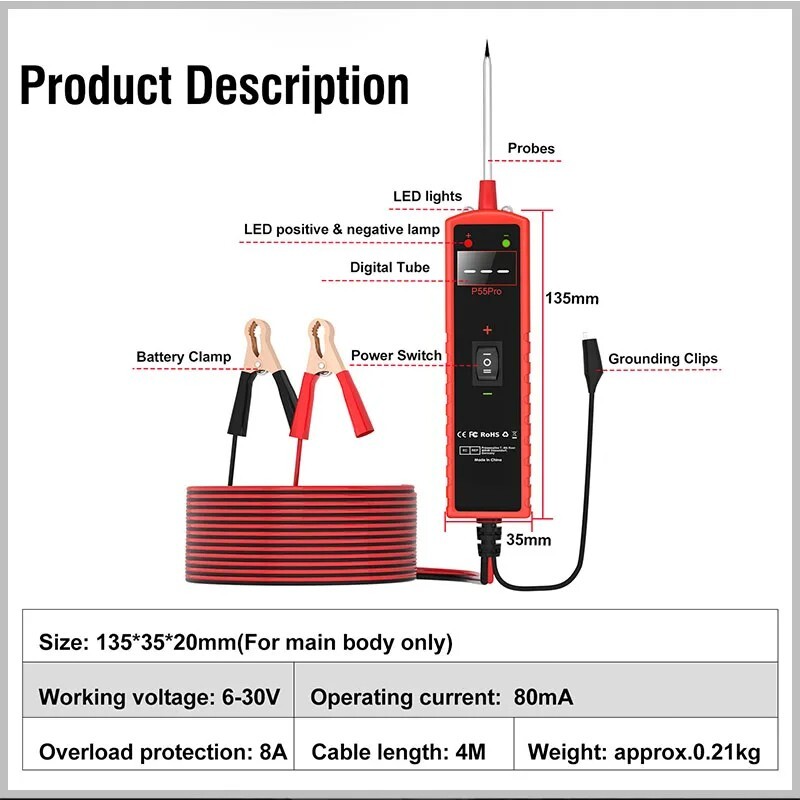 Digital Car Inspection Probe Tester Pen Automotive Intelligent Circuit Analysis - Image 3