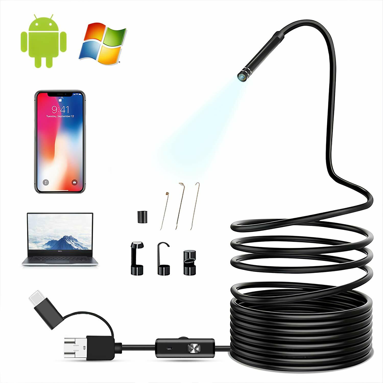 Type-C Endoscope Camera Semi-Rigid for Pipe Sewer Drain Automotive Inspection US - Image 2