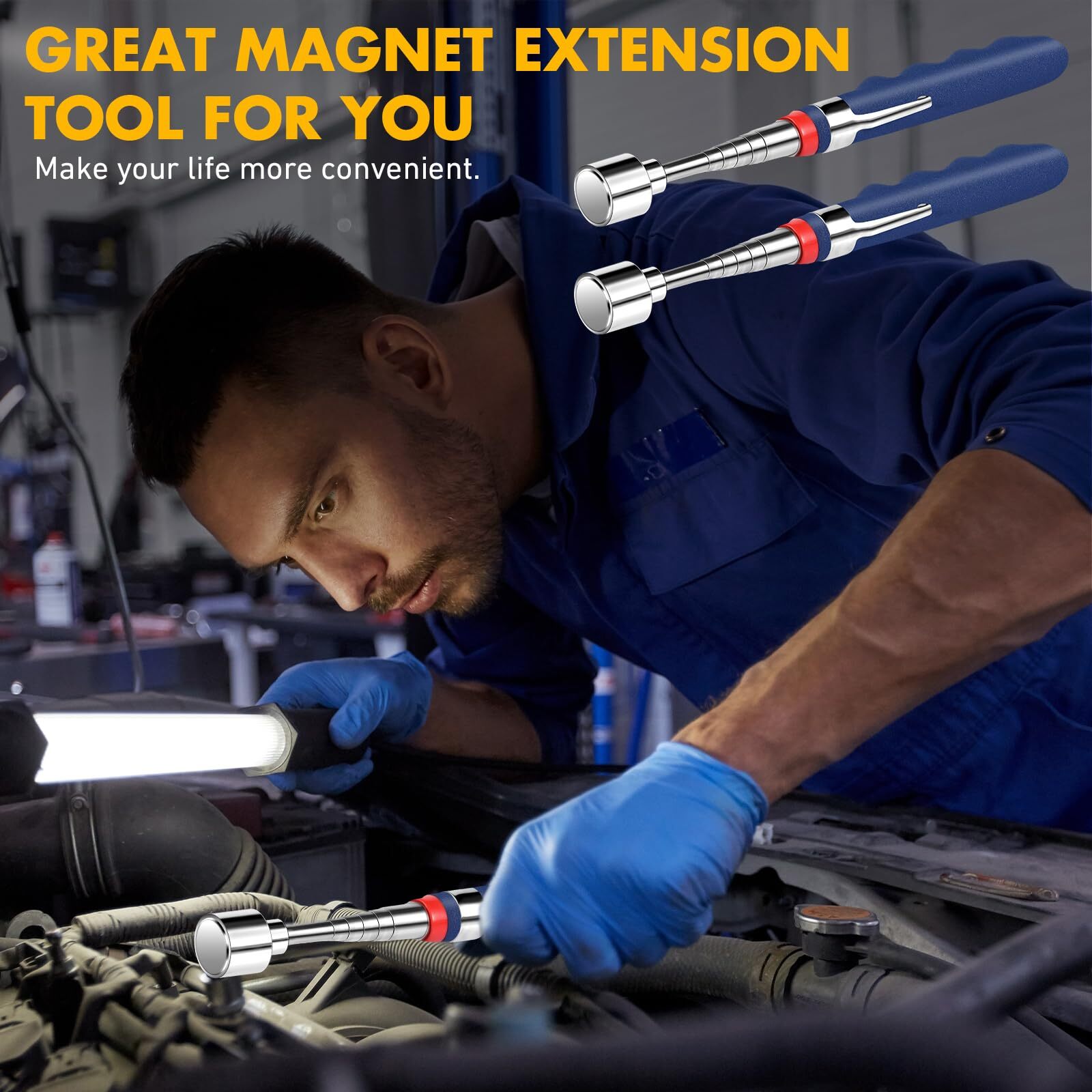 2 Pack 20Lbs Telescoping Magnetic Pickup Tool for Sink Drain Mechanic Automotive - Image 2