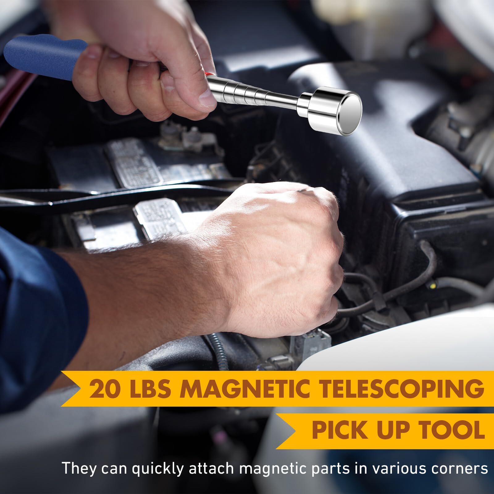 2 Pack 20Lbs Telescoping Magnetic Pickup Tool for Sink Drain Mechanic Automotive - Image 3