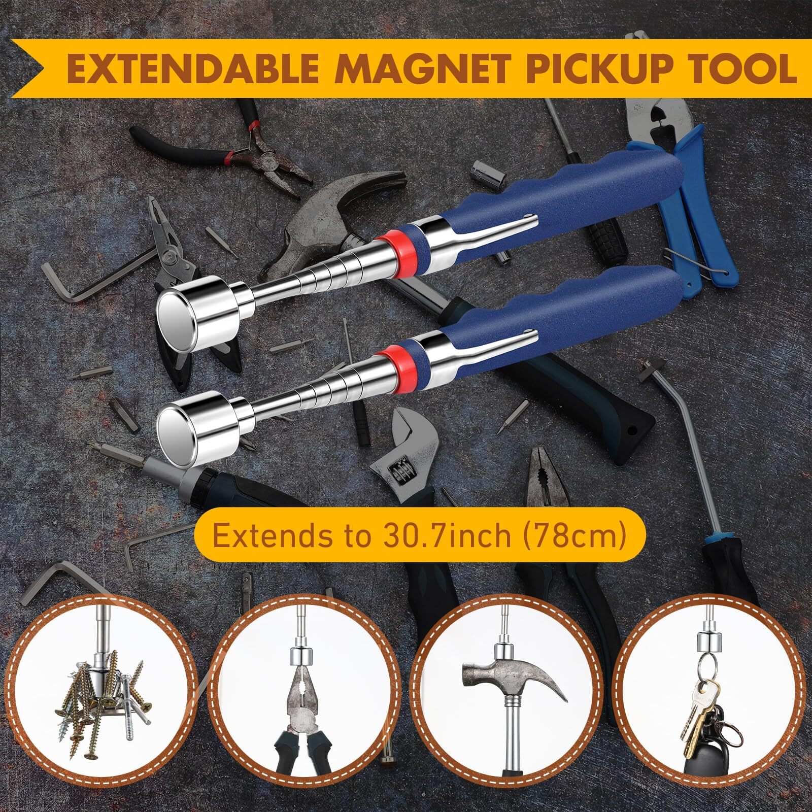 2 Pack 20Lbs Telescoping Magnetic Pickup Tool for Sink Drain Mechanic Automotive - Image 4