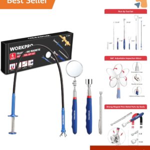 Ultimate 4-PC Magnetic Pickup and Grabber Tool Kit for Home and Automotive Use