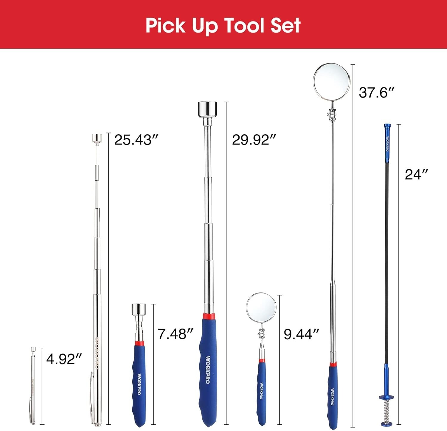 Ultimate 4-PC Magnetic Pickup and Grabber Tool Kit for Home and Automotive Use - Image 4