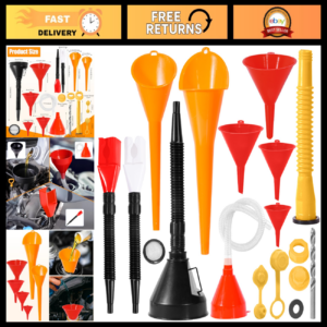 17 Pcs Automotive Funnel Set - Flexible Oil & Gas Funnels for Kitchen & Garage U