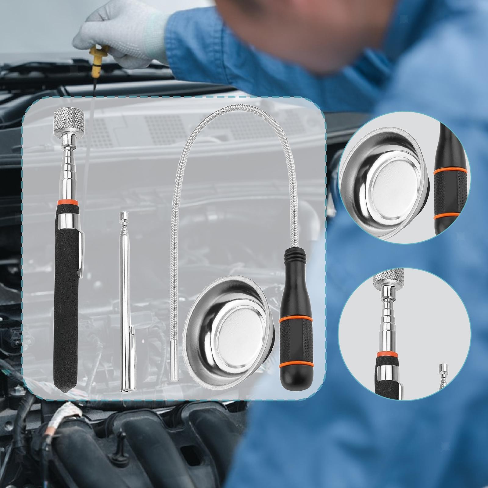 Magnetic Pickup Tool Set Automotive Workshop Hard to Reach Bendable Flexible - Image 3