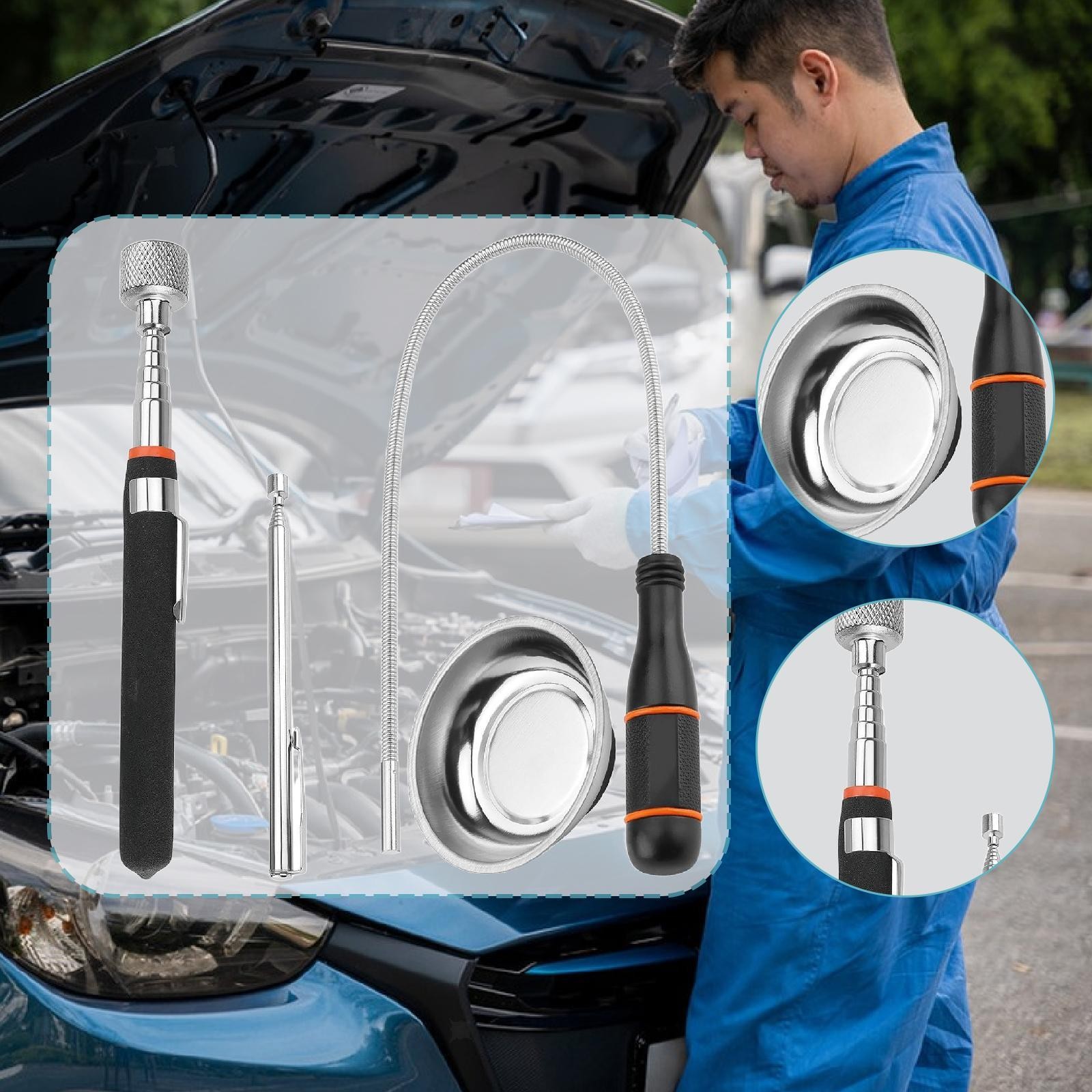 Magnetic Pickup Tool Set Automotive Workshop Hard to Reach Bendable Flexible - Image 4