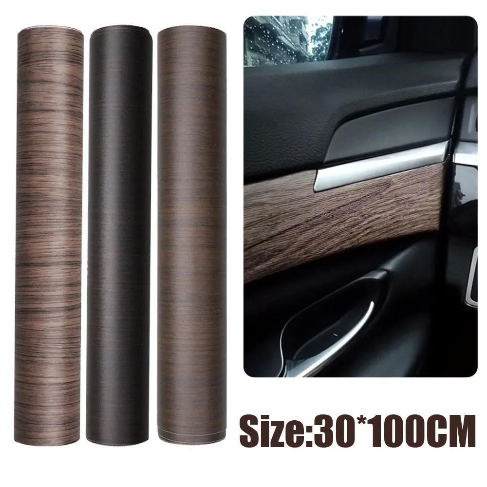 Car Glossy Sticker Automotive Interior Adhesive Wood Grain Vinyl Film Decals Uni
