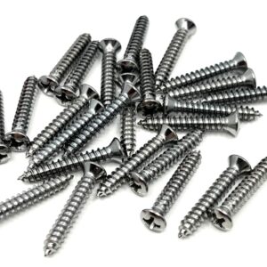25pcs #8 x 1 w/#6 phillips oval head chrome interior automotive trim screws d