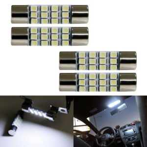 (4) Blanco 12-SMD 1.72" 42mm 578 211-2 Bombillas LED para luces domo mapa interior coche-