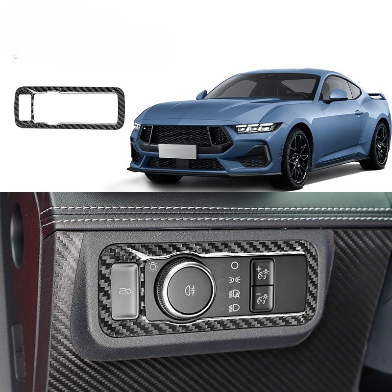 for Mustang 24+ Real Carbon Fiber Patch Headlight Switch in Automotive Interior - Image 2