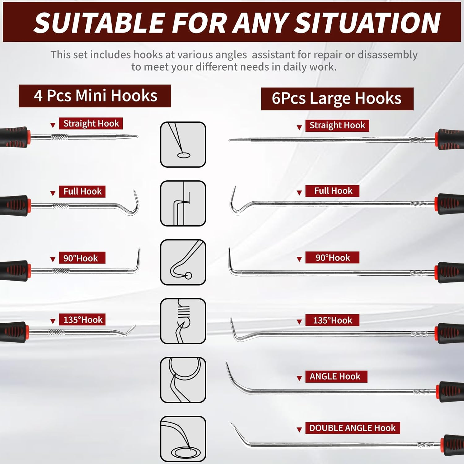 Hook and Pick Set – 10PCS Precision Pick Tools with Non-Slip Grip for Automotive - Image 3