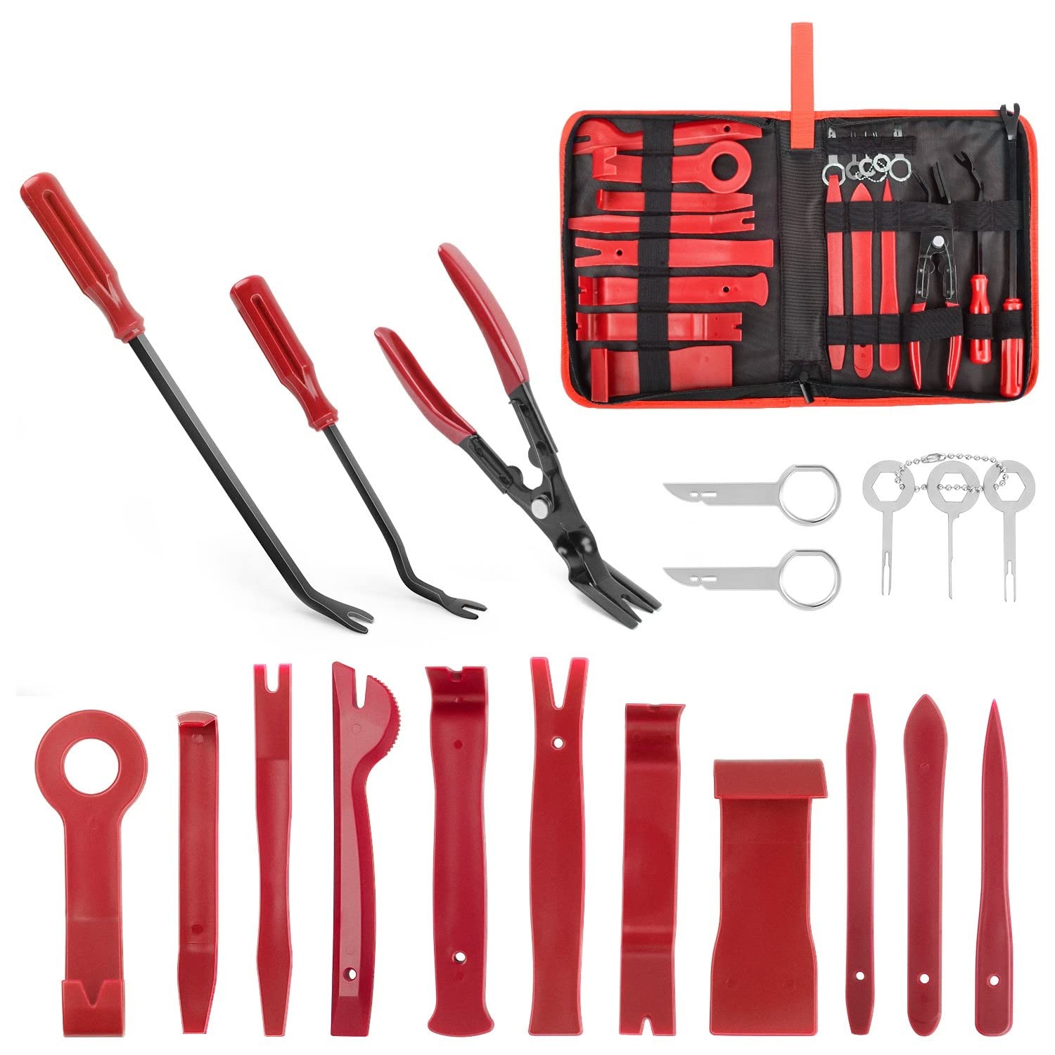 19Pcs Trim Removal Tool Set Panel Fastener Clips Removal Automotive Plastic U...