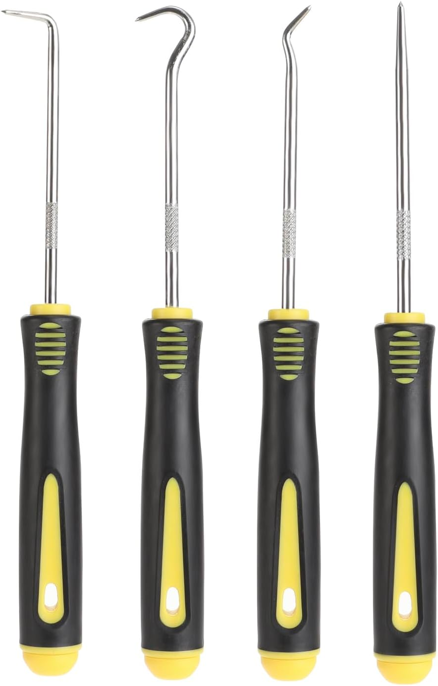 4 Pieces Hook and Pick Set Precision O Ring Tools with Rubber Handle for Automot