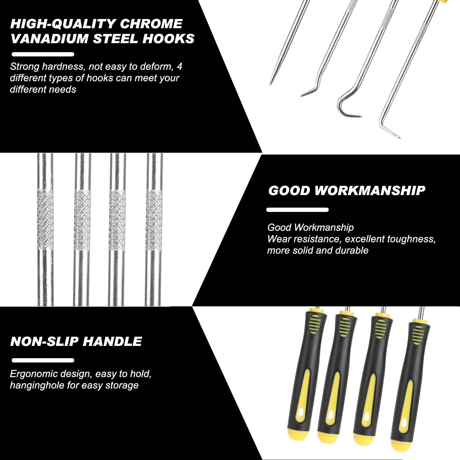 4 Pieces Hook and Pick Set Precision O Ring Tools with Rubber Handle for Automot - Image 4