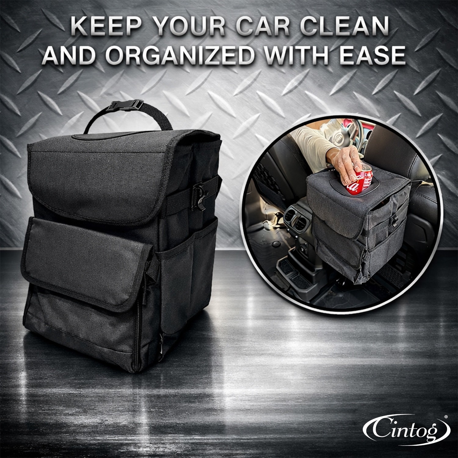 2 Pack Car Trash Can Portable Garbage Bin Waterproof Organizer for Vehicle - Image 4