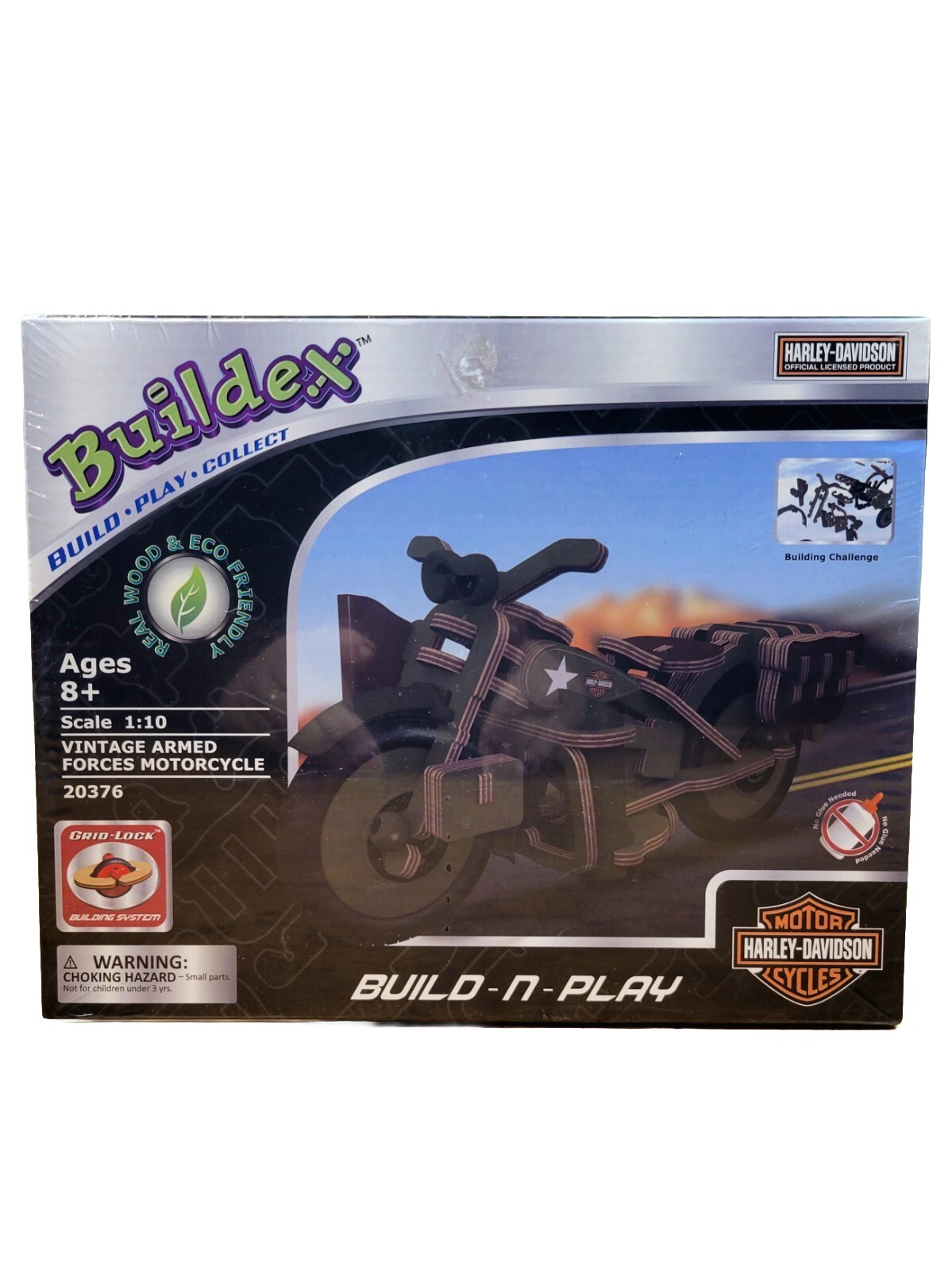 RARE Buildex HARLEY DAVIDSON Kit #20376 Vintage Armed Forces Motorcycle, New