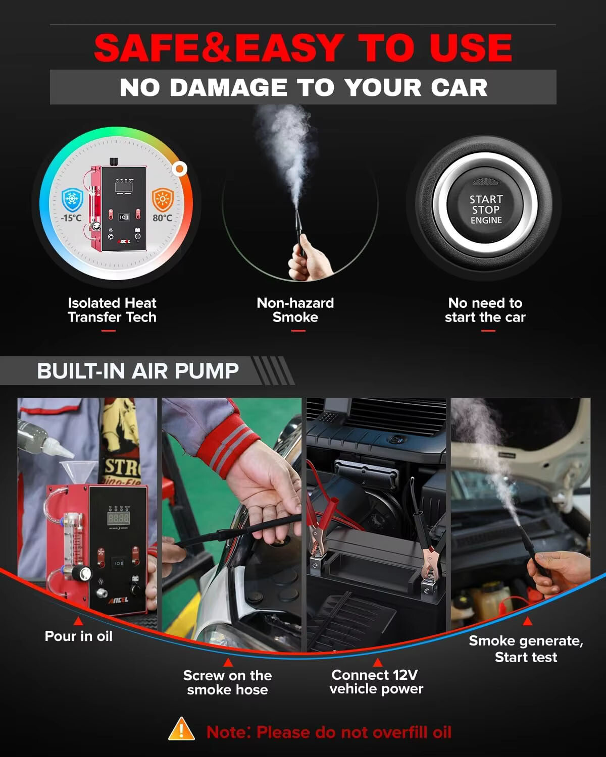 ANCEL L300 Smoke Machine Automotive Built-in Air Pump Vacuum Leak Detector EVAP - Image 3
