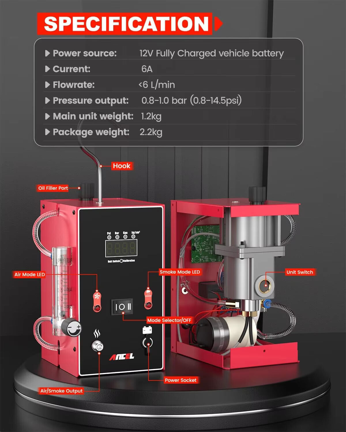 ANCEL L300 Smoke Machine Automotive Built-in Air Pump Vacuum Leak Detector EVAP - Image 4