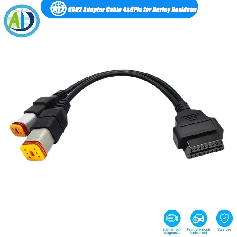 4Pin&6Pin to 16Pin OBD2 Adapter Cable for Harley Softail,Dyna,Diagnostic Scanner