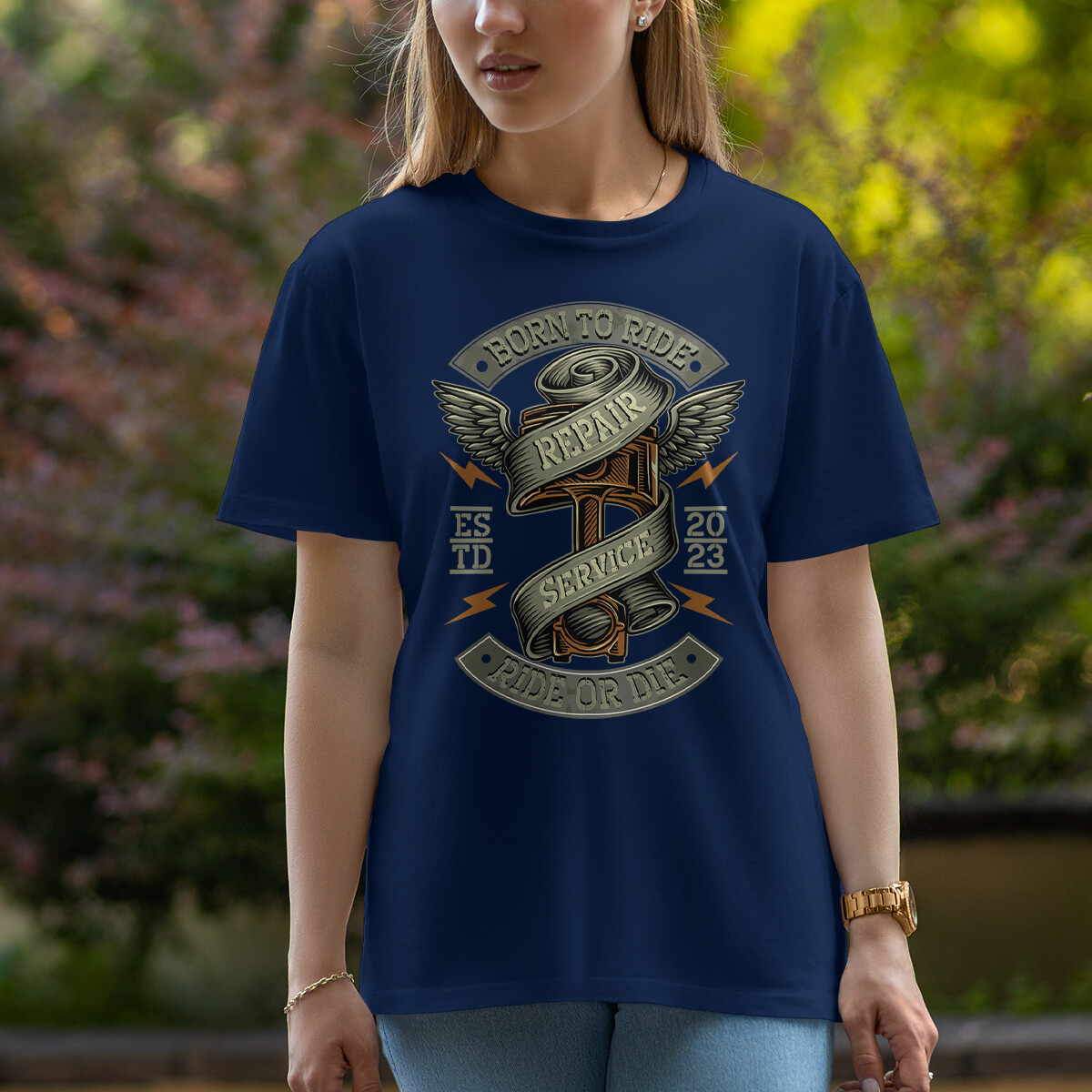 Repair Service Born To Ride Ride Or Die Motorcycle Automotive Mens Womens Top - Image 4