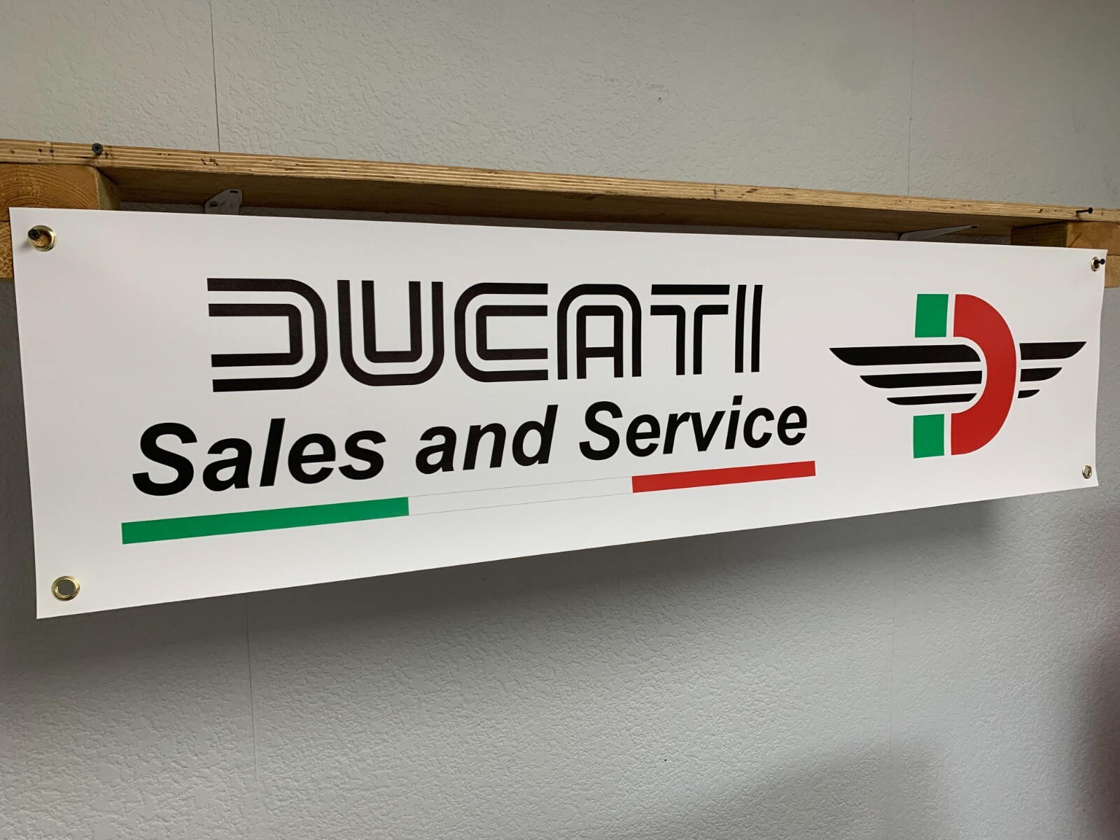 Ducati Sales and Service Motorcycle Banner Retro garage workshop Wall Display - Image 2