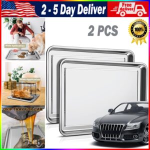 S/ Steel Oil Drip Pan Under Car Automotive Oil Change Pan Silver Rust Resistant
