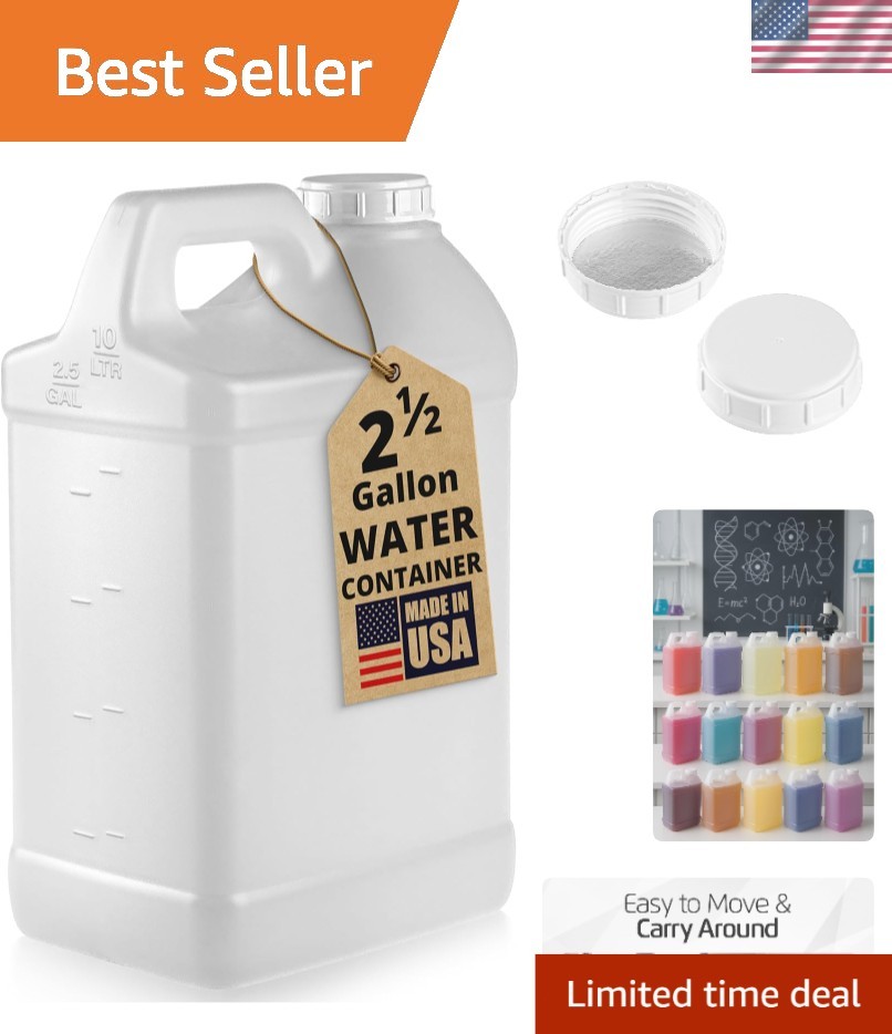 Water Jug 2.5 Gallon Heavy Duty HDPE Container for Automotive Oil Liquid Storage