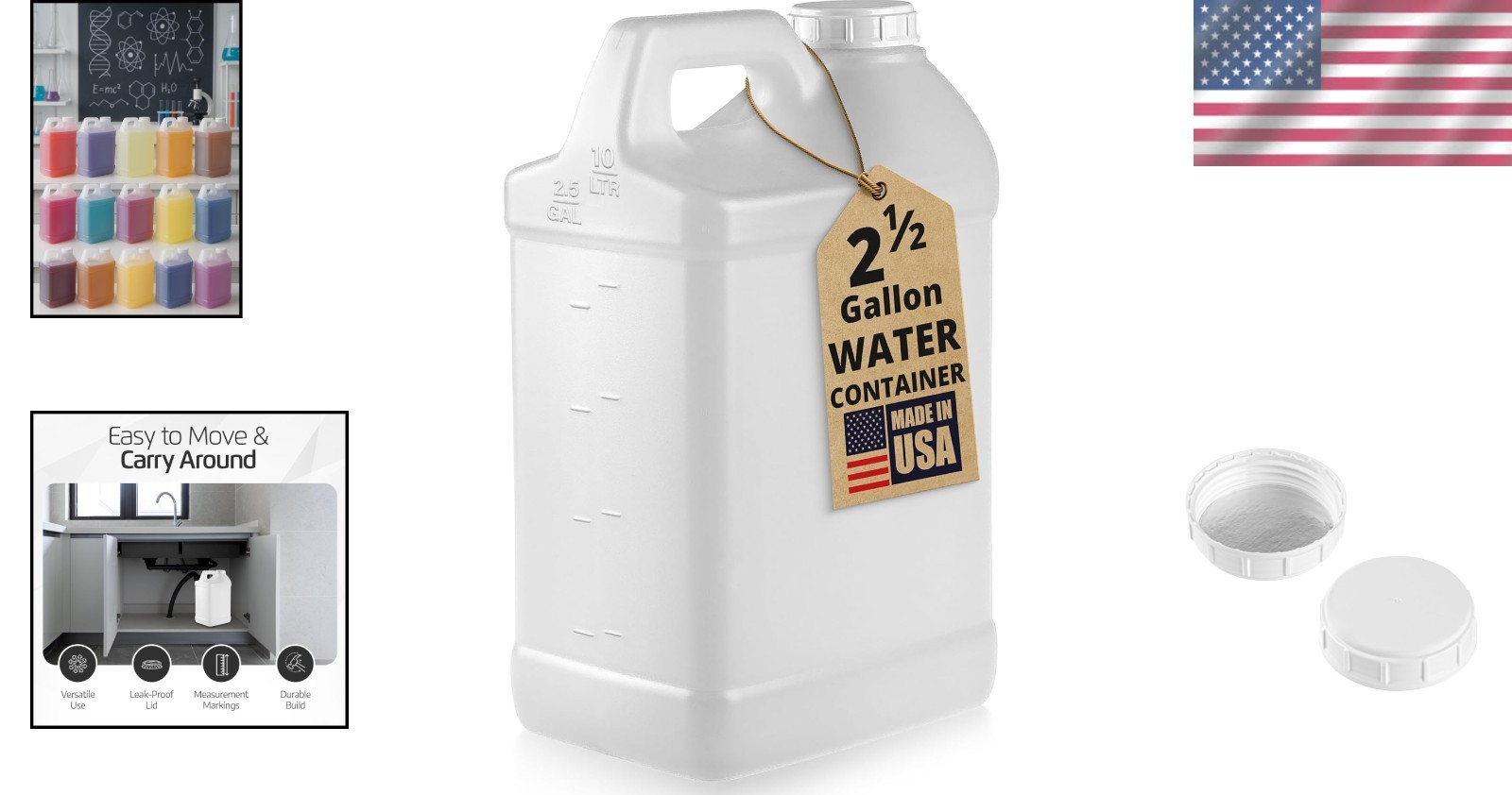 Water Jug 2.5 Gallon Heavy Duty HDPE Container for Automotive Oil Liquid Storage - Image 2