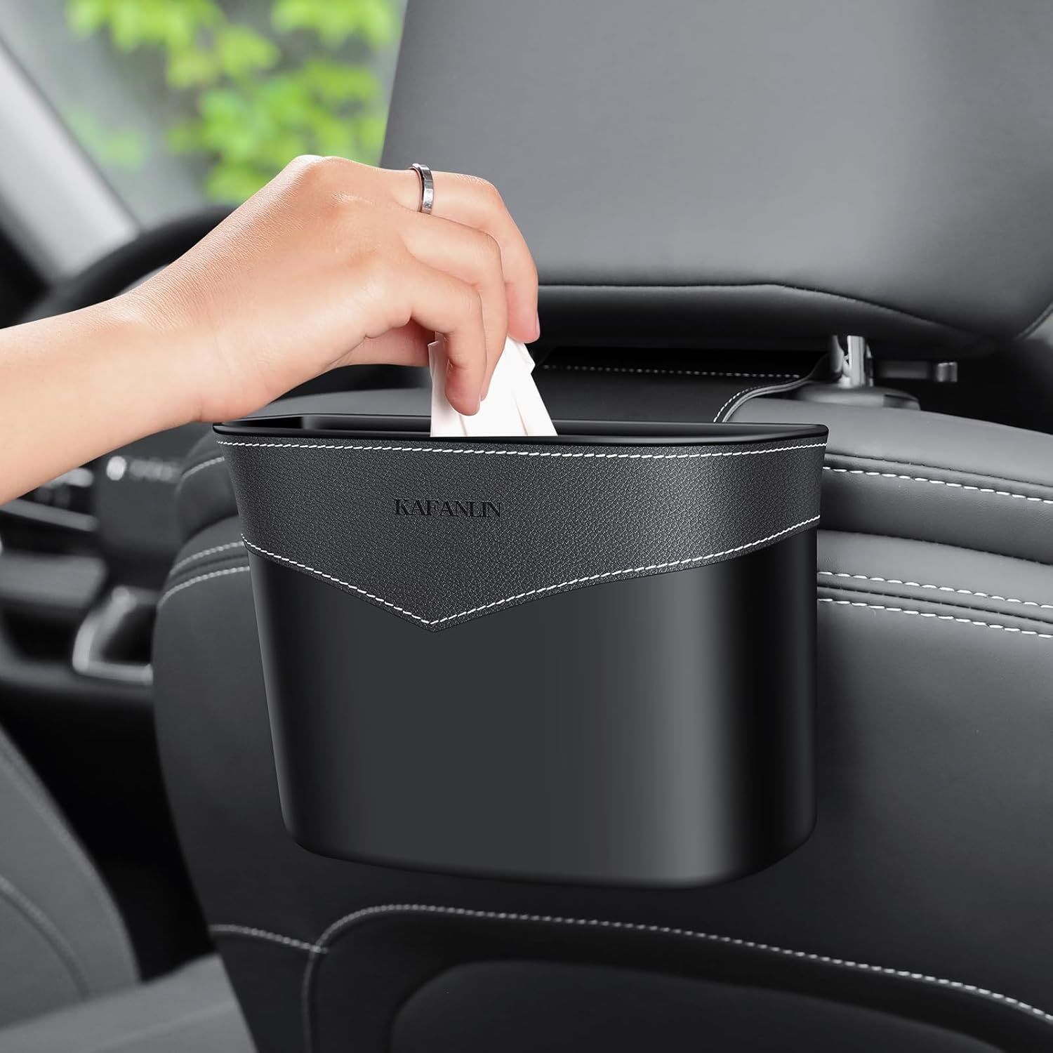 Car Trash Can Mini Trash Bin Garbage Organizer with Plastic Trash Bag Automotive