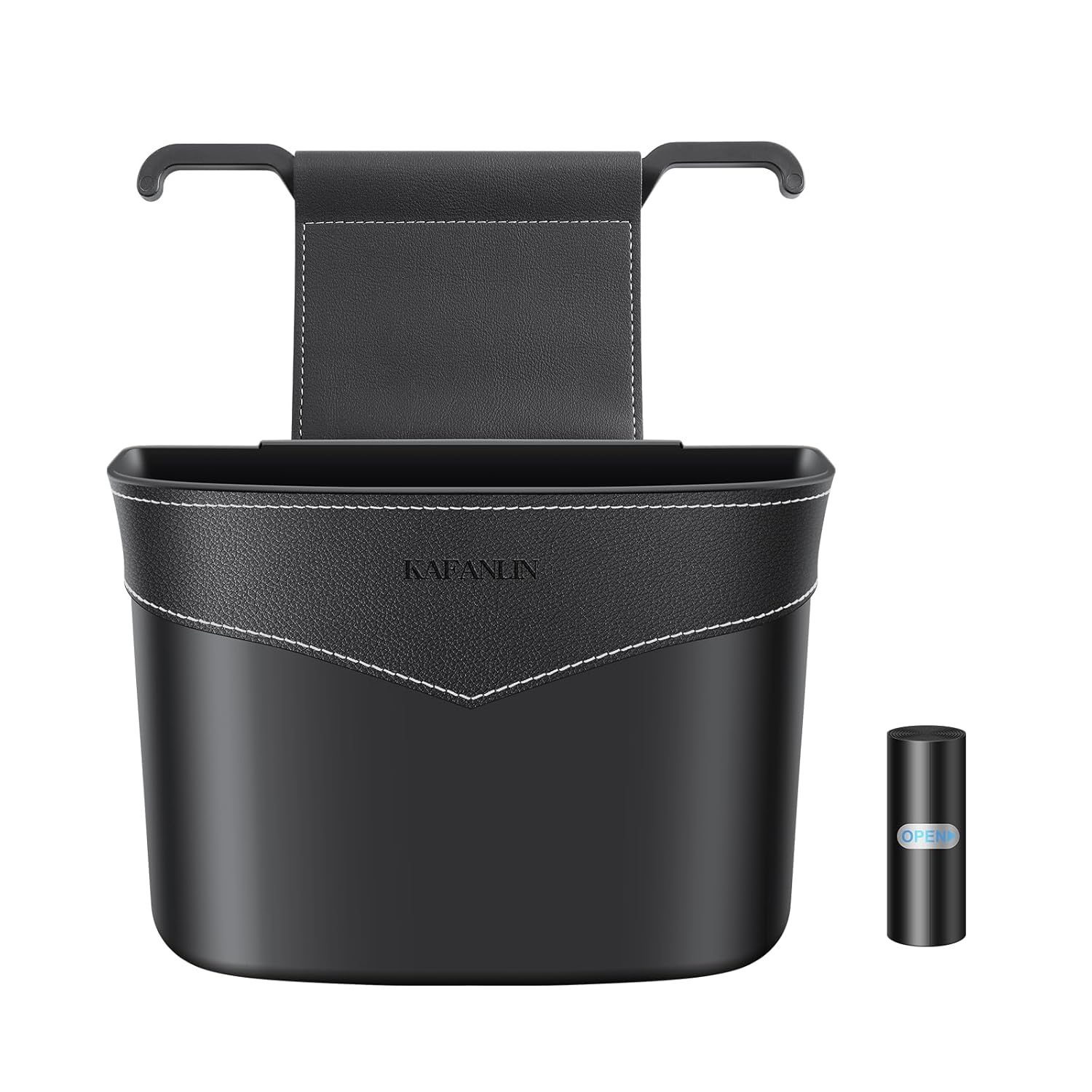 Car Trash Can Mini Trash Bin Garbage Organizer with Plastic Trash Bag Automotive - Image 2