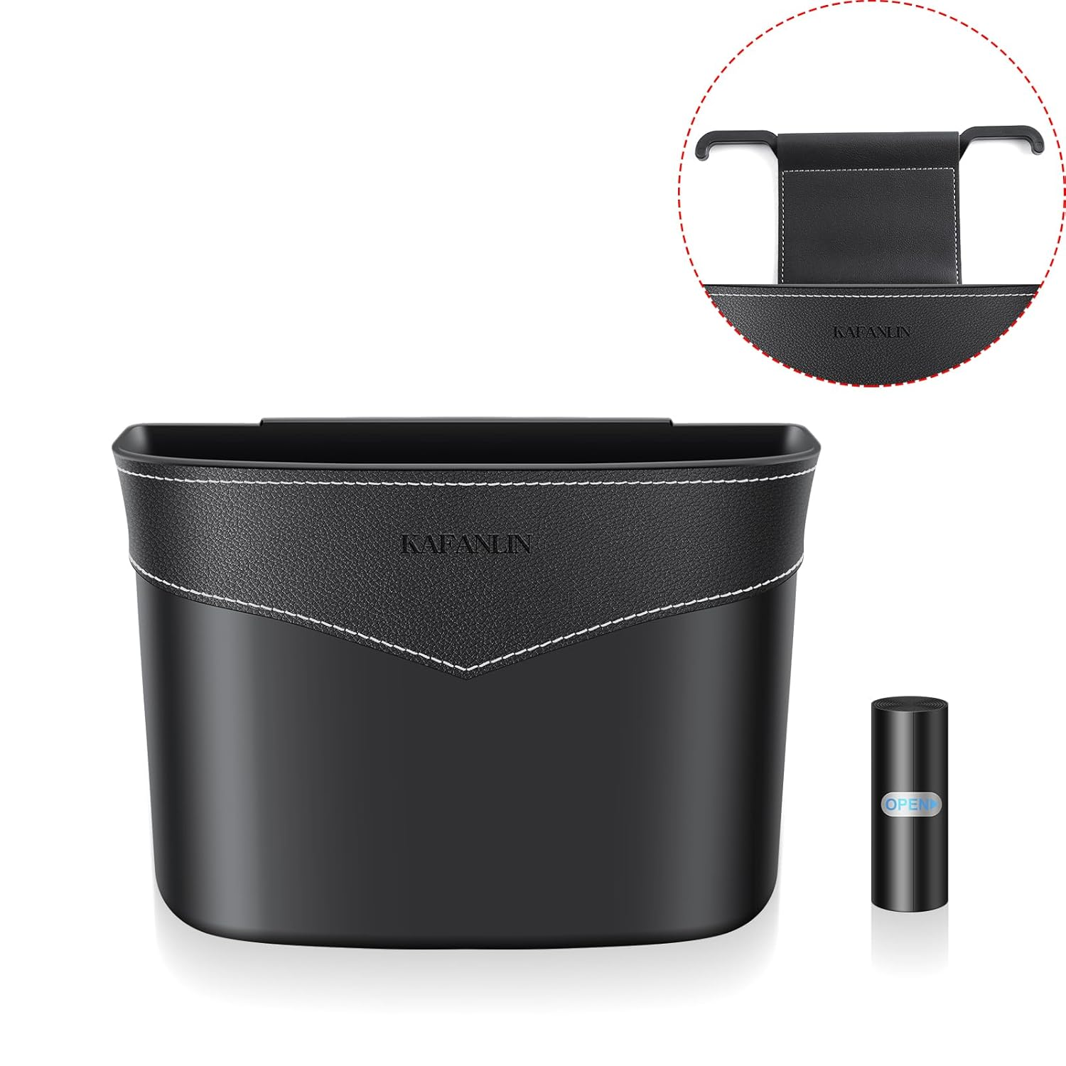 Car Trash Can Mini Trash Bin Garbage Organizer with Plastic Trash Bag Automotive - Image 3