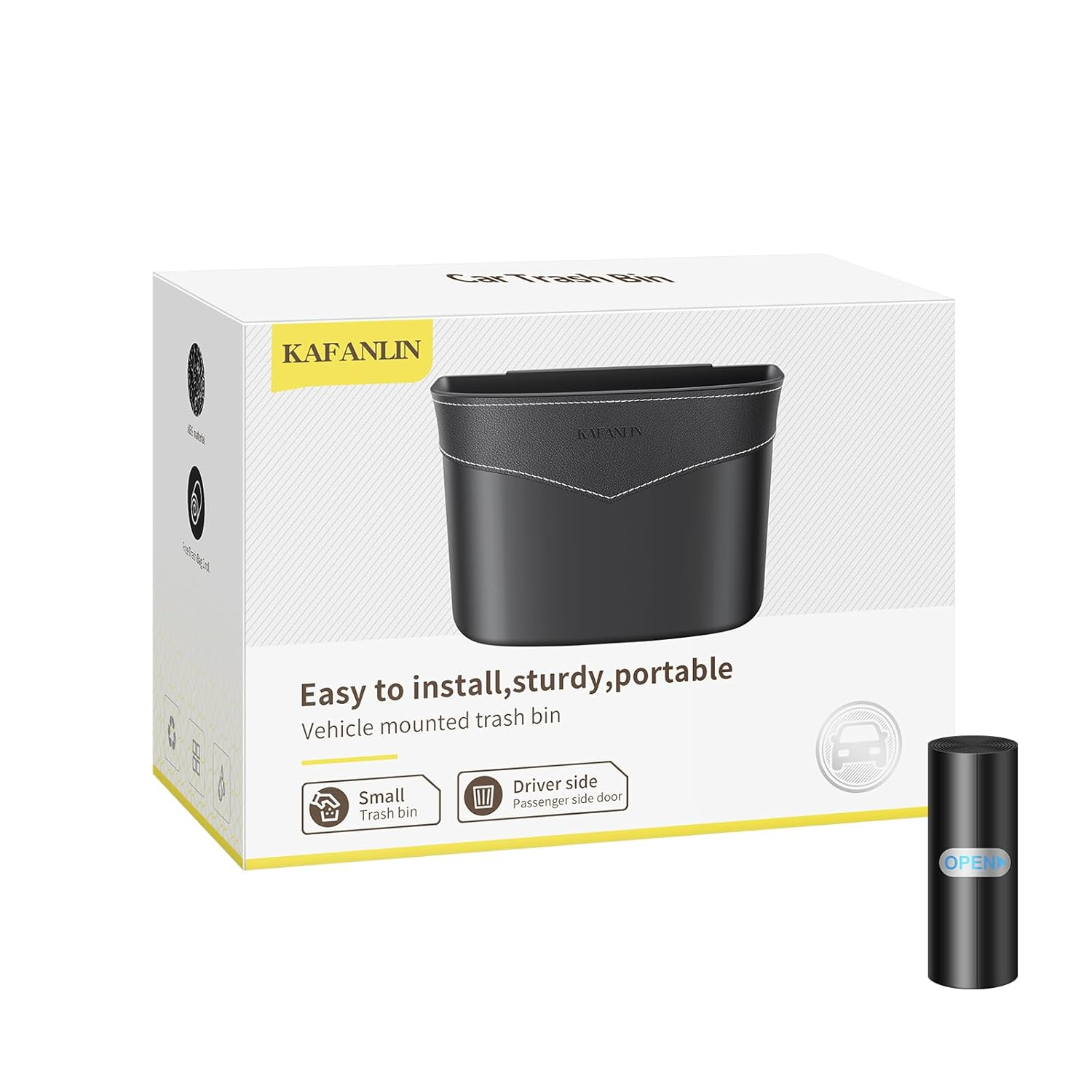 Car Trash Can Mini Trash Bin Garbage Organizer with Plastic Trash Bag Automotive - Image 5