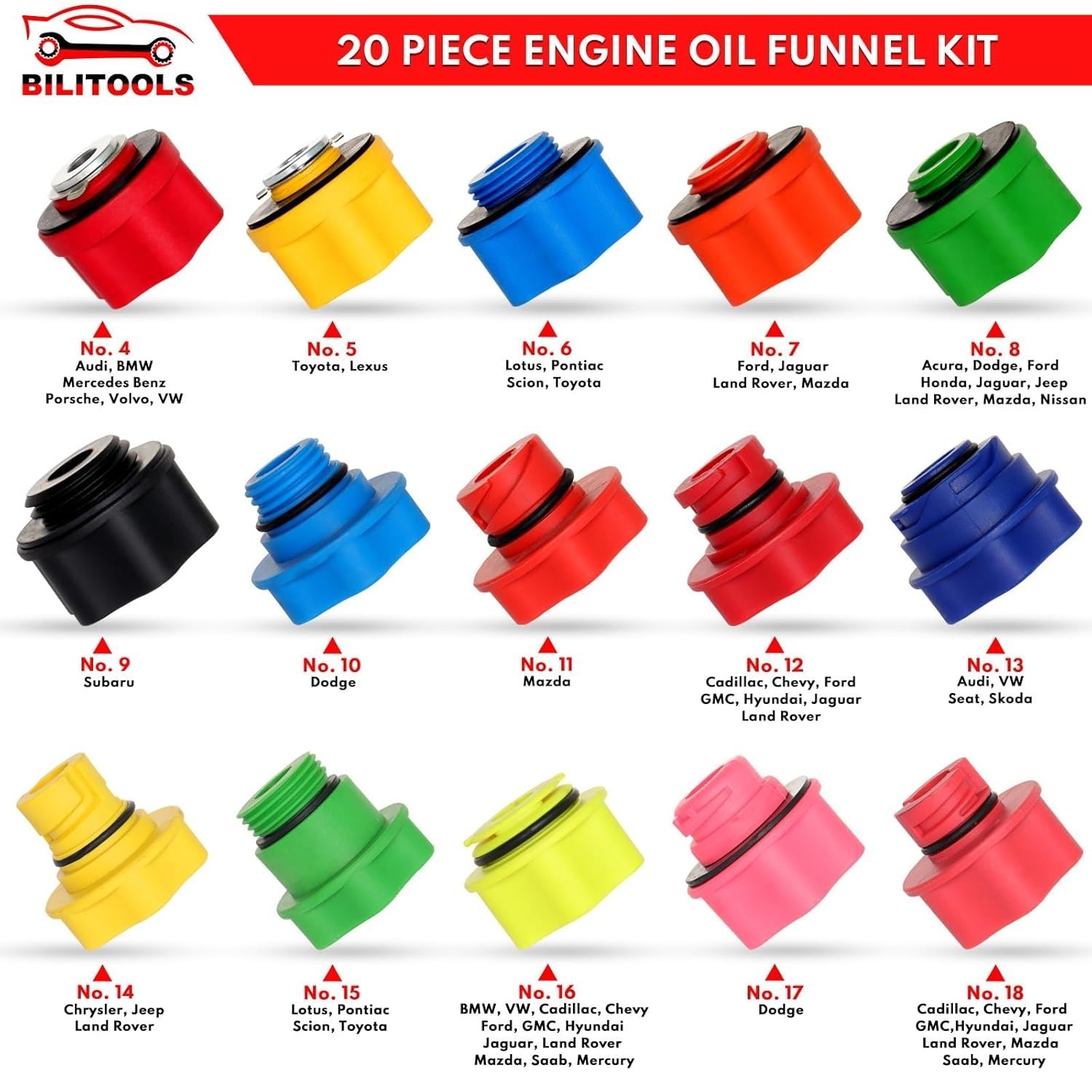 Oil Funnel Kit for Engine Oil Change, Automotive Funnel Set with 15 Adapters,... - Image 5