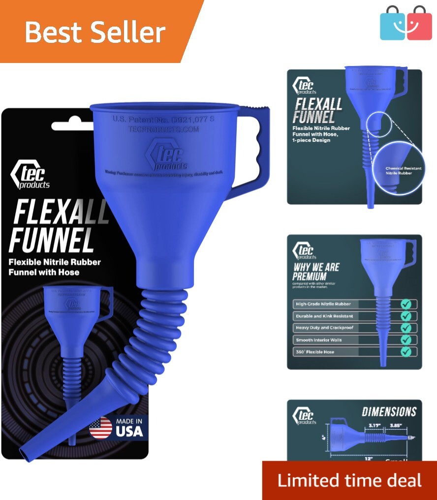 Heavy-Duty Nitrile Rubber Funnel with Hose - Perfect for Oil Changes and More