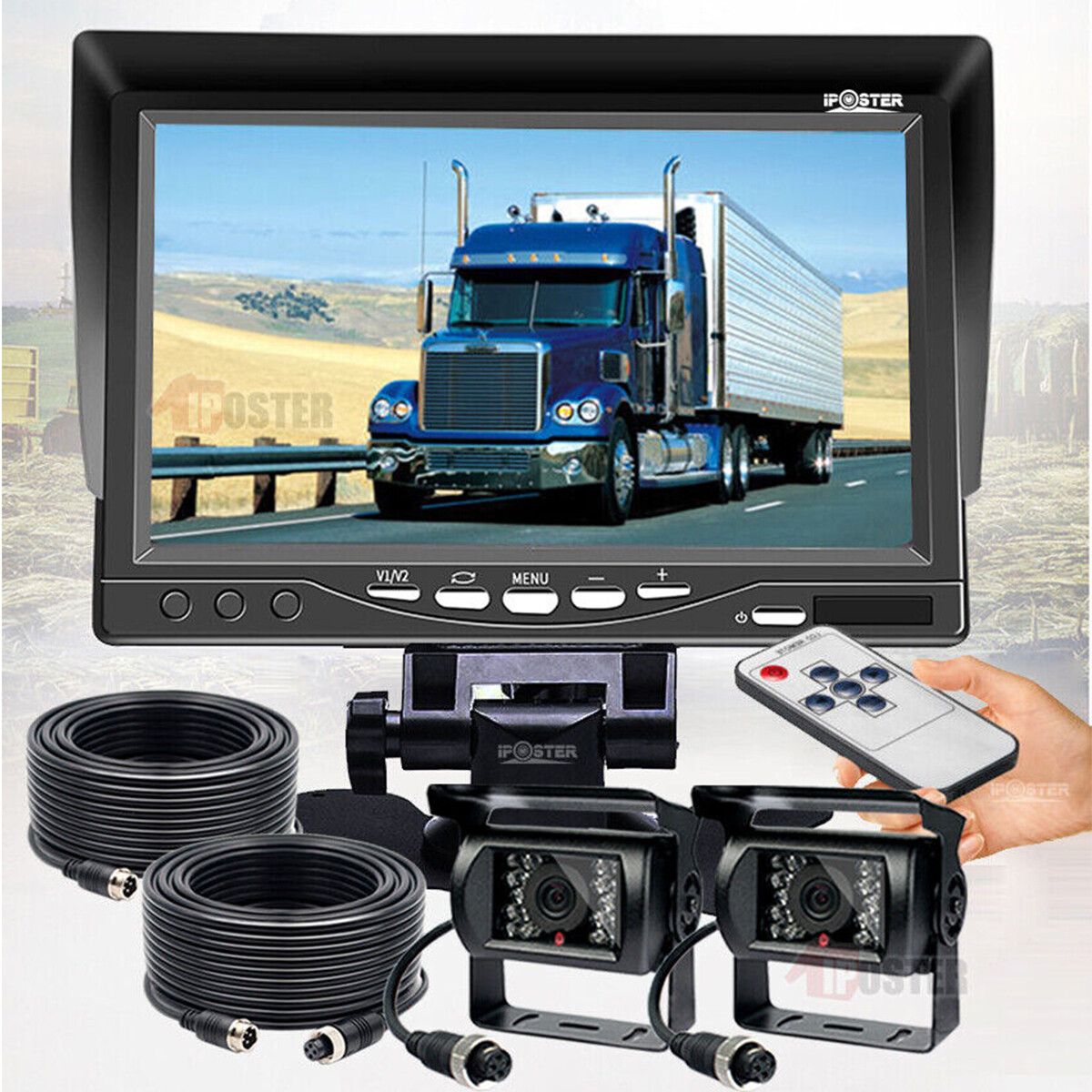 7'' Backup Camera Quad Monitor Kit System Back Reverse Night Vision For Truck RV