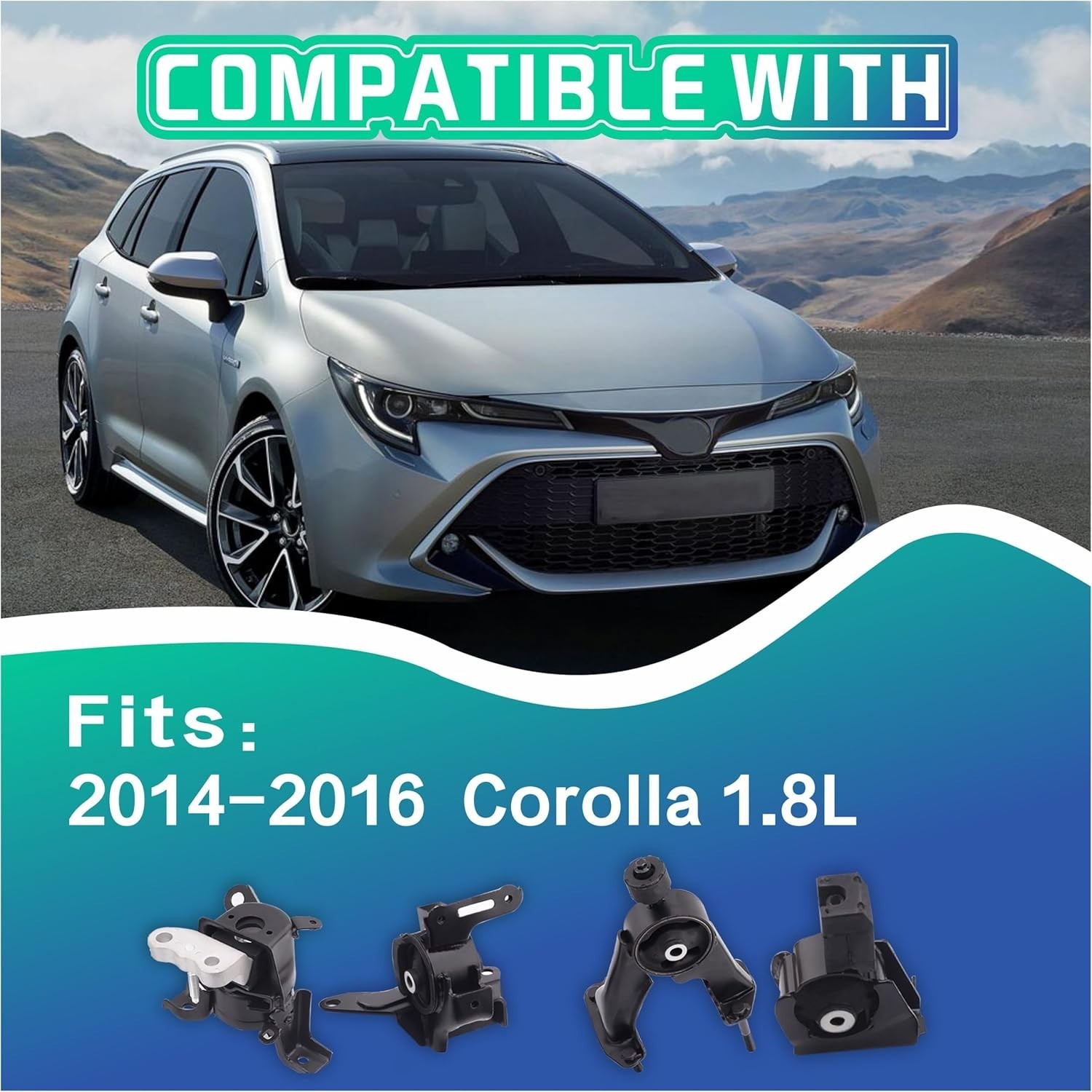 Automotive Engine Mounts Compatible with 2014-2019 Corolla 1.8L Auto - Image 3