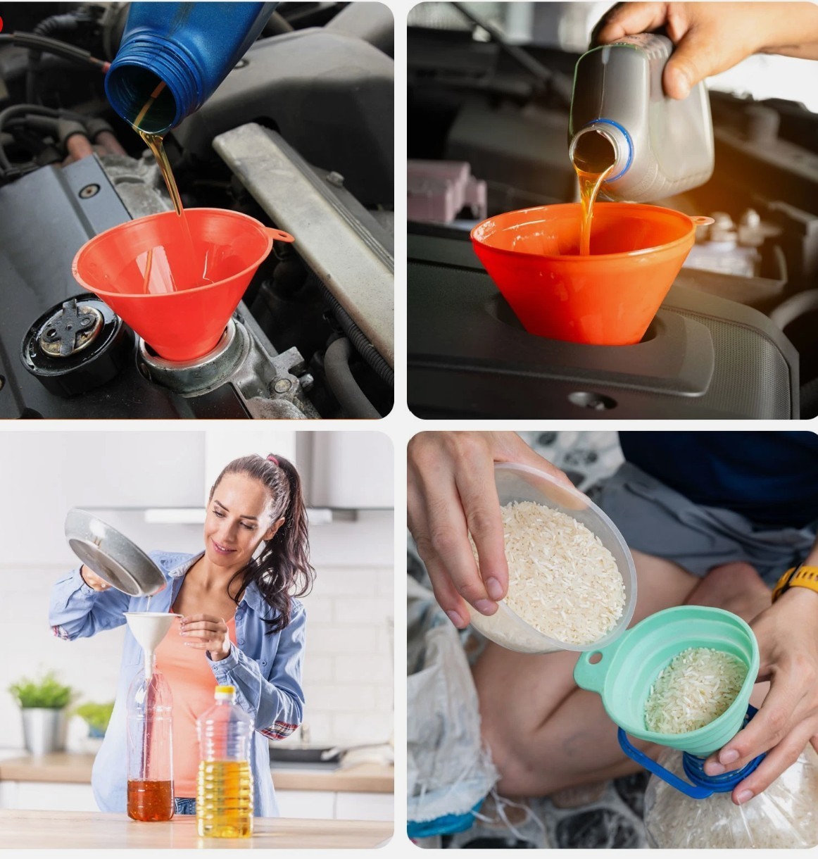 4pcs Plastic Funnel for Kitchen and Automotive, Mini Small Medium Large Funnel - Image 2