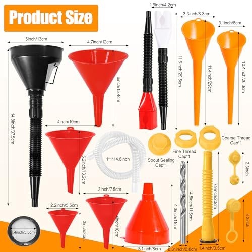 17 Pcs Automotive Funnel Set - Flexible Oil & Gas Funnels for Kitchen & Garage U - Image 3