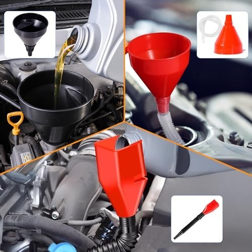 17 Pcs Automotive Funnel Set - Flexible Oil & Gas Funnels for Kitchen & Garage U - Image 4