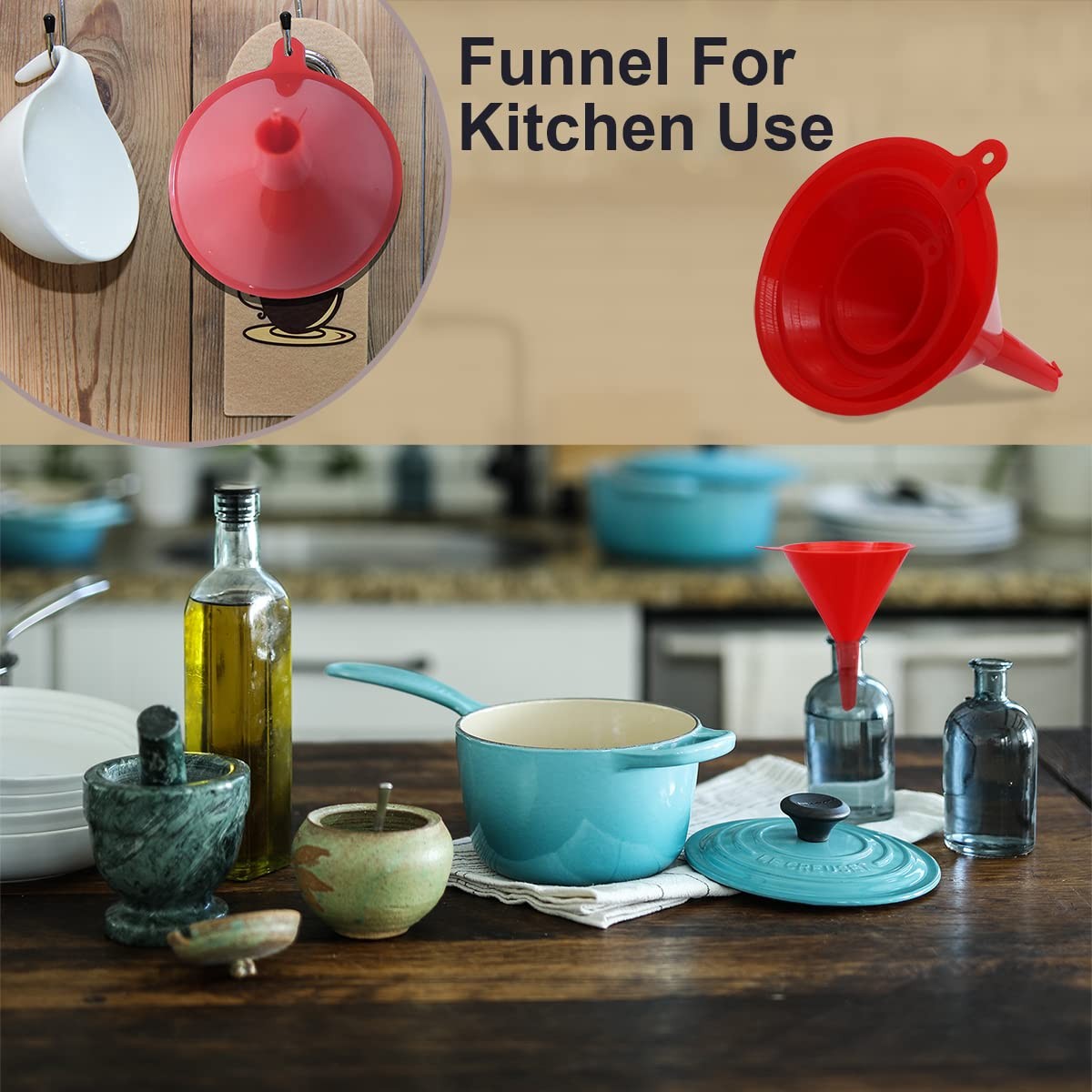 4 Pcs Plastic Funnel Set for Filling Bottles Kitchen Automotive Canning - Image 4