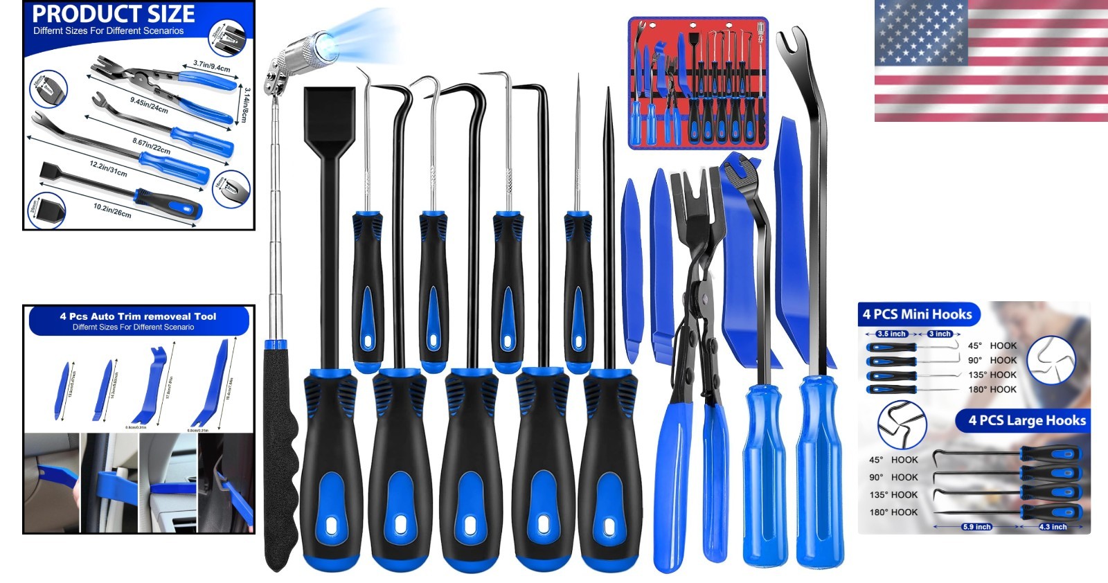 Complete 17-Piece Hook and Pick Set: Essential Tools for Automotive Repairs - Image 2