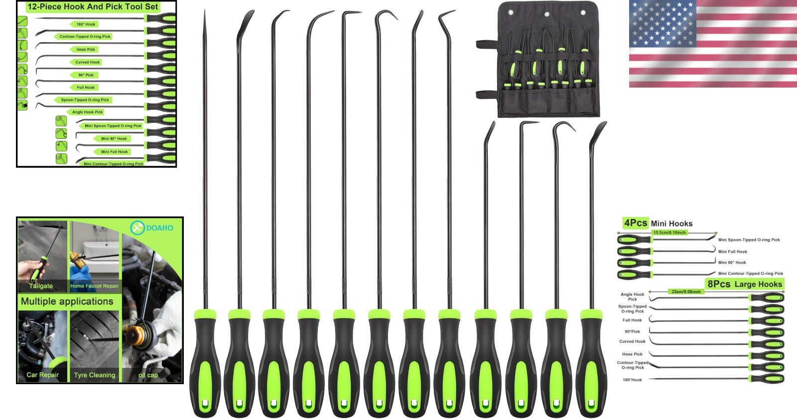 Versatile 12PCS Hook and Pick Tool Set for Tight Spaces - Perfect for Mechanics - Image 2